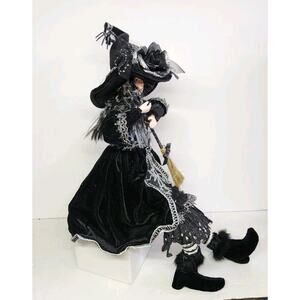 SPOOKY VILLAGE Black Sitting Gothic Witch W/ Broom 23" BRAND NEW WITH TAGS CVS
